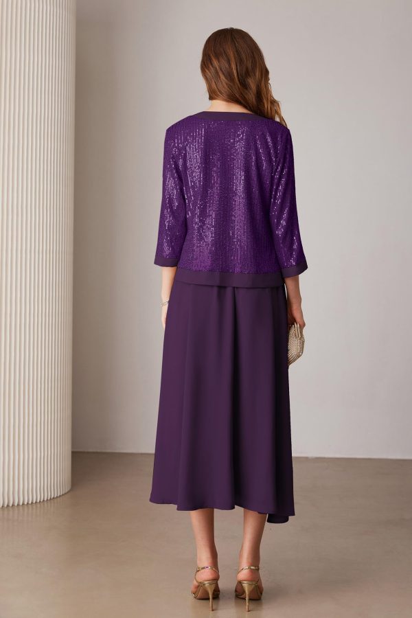 Women's Formal Dresses Mother of The Bride Dresses for Wedding Party Cocktail Dress Two Piece Dress Sequin Dress