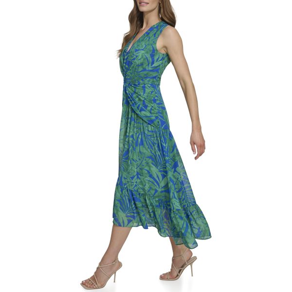 womens V-neck Twist Front Sleeveless Dress
