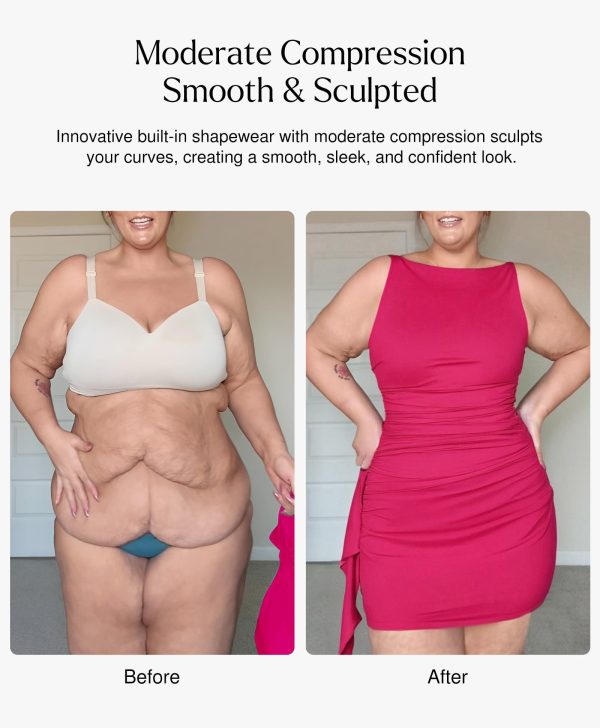 Cocktail Dresses for Women Shapewear Tummy Control Boat Neck Summer Wedding Guest Party Bodycon Ruched Mini Dress