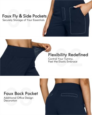 Yoga Pants Women Wide Leg Pants with Pockets High Waist Stretch Dress Casual Sweatpants Petite/Regular/Tall