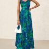 Women Summer Floral Maxi Dresses Elegant Spaghetti Strap Dress Printed Party Dress Beach Long Dresses