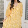 Womens Summer Dresses 2025 Boho Floral Drawstring V Neck Chiffon Lantern Sleeve Beach Vacation Mini Dress Sundress