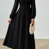 PRTTYGARDEN Womens Long Sleeve Maxi Dress 2025 Spring Trendy Elegant V Neck Flowy Wedding Guest Holiday Formal Long Dresses