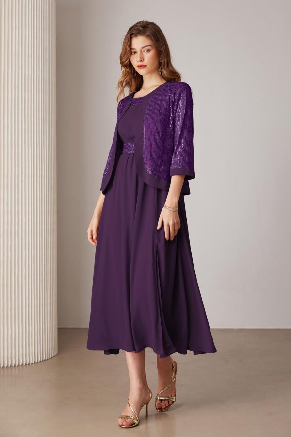 Women's Formal Dresses Mother of The Bride Dresses for Wedding Party Cocktail Dress Two Piece Dress Sequin Dress