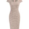 Women's Gorgeous Pencil Dress Cap Sleeve Tweed Pencil Dress for Work