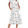 Women Summer Midi A Line Dress Short Sleeve Casual Flowy Tiered Beach Long Sundress with Pockets 2025 Vacation Travel