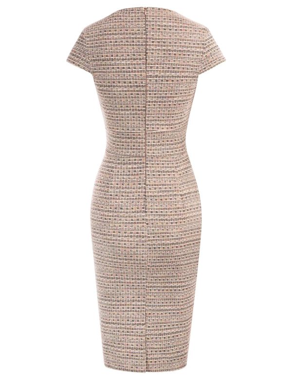 Women's Gorgeous Pencil Dress Cap Sleeve Tweed Pencil Dress for Work