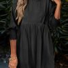 Womens Summer Spring Dresses Casual Tunic Dress Short Sleeve Crew Neck Flowy Swing Mini Dress