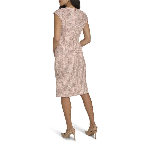 Women's Tweed Cap Sleeve Belt Basic Dress