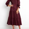 Women Casual Long Sleeve Crew Neck Fall Dress Bohemian Relaxed Fit Floral Flowy Maxi Dresses Tiered Cocktail Dress