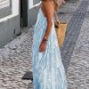 Women Summer Dresses 2025 Spaghetti Strap Scoop Neck Floral Maxi Dress Flowy Boho Long Sundress with Pockets