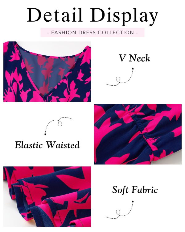 Women Spring Dresses 2025 Casual Long Sleeve V Neck Maxi Dresses Floral Boho Long Dress Wedding Guest Dress
