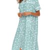 House Dress for Women with Pockets Button Down Duster Housecoat Short Sleeve Mumu Nightgown S-XXXL