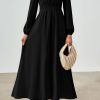 PRTTYGARDEN Womens Long Sleeve Maxi Dress 2025 Spring Trendy Elegant V Neck Flowy Wedding Guest Holiday Formal Long Dresses