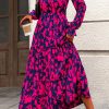 Women Spring Dresses 2025 Casual Long Sleeve V Neck Maxi Dresses Floral Boho Long Dress Wedding Guest Dress