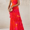 Maxi Dresses for Women 2025 Summer Tiered Floral Beach Sundress Spaghetti Strap Wedding Guest Long Dress
