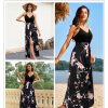 Women Summer 2025 Maxi Dress Vacation Floral Spaghetti Strap Spring Casual Boho Split Beach Long Flowy Sundress