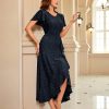 Women Sequin Formal Party Dress Flutter Short Sleeve Wedding Cocktail Long Evening Dress