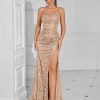 Elegant Evening Dress Women Party Long Formal Dress Sequined Strap Ladies Gown Bodycon Floor Length Female Outfits