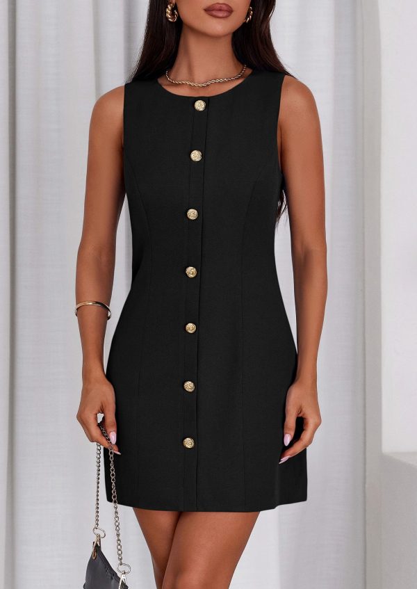 Work Dresses for Women 2025 Summer Business Short Dress Sleeveless Button Down Formal Elegant Office Outfits