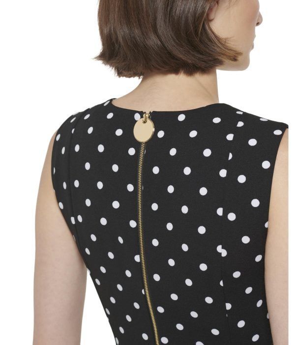Women's Scuba Crepe Fit and Flare Sleeveless Dress