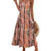 Womens Summer Maxi Dress Spaghetti Strap Casual Printed Dress Boho Floral Beach Sundress,