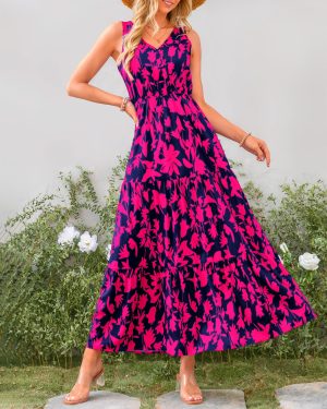 Women Summer Dresses Casual Sleeveless Maxi Dresses Cute Floral Long Dress Wedding Guest Dress