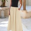 Women's 2025 Spring Strapless Maxi Dresses Patchwork Long Flowy Pockets Elegant Going Out Summer Tube Top Dress
