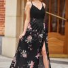 Women Summer 2025 Maxi Dress Vacation Floral Spaghetti Strap Spring Casual Boho Split Beach Long Flowy Sundress