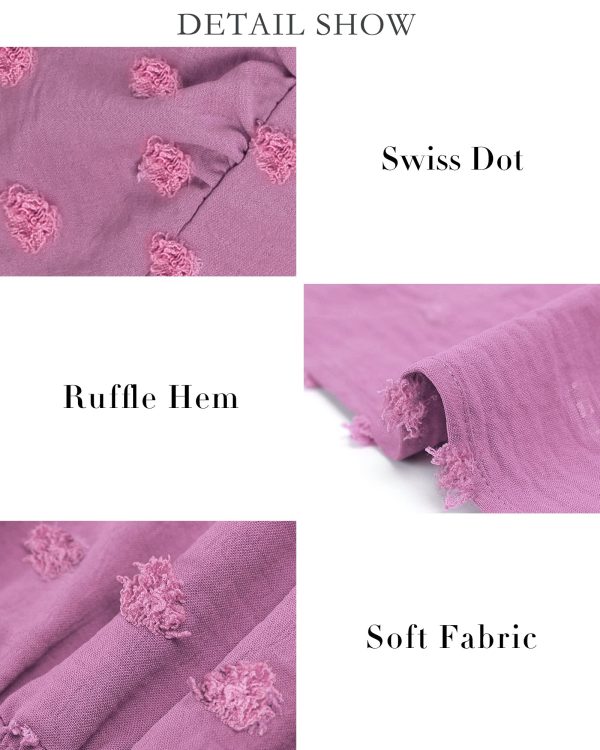 Women Short Sleeve V Neck Swiss Dot Midi Summer Dresses 2024 Boho Ruffle Long Dresses Ruffle Wedding Guest Dress