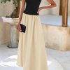 Women's 2025 Spring Strapless Maxi Dresses Patchwork Long Flowy Pockets Elegant Going Out Summer Tube Top Dress