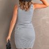 Women 2025 Summer Sleeveless Tank Dresses Crew Neck Slim Fit Short Casual Ruched Bodycon Party Club Mini Dress