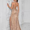 Elegant Evening Dress Women Party Long Formal Dress Sequined Strap Ladies Gown Bodycon Floor Length Female Outfits