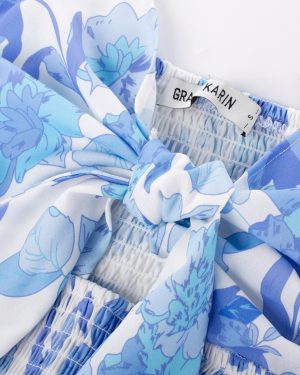 Women's 2025 Summer Maxi Dress Floral Tie Front Spaghetti Strap Casual Boho Beach Flowy Sundress with Pockets