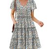 Summer Tiered Mini Dress with Pockets Ruffle Sleeve V-Neck Casual Dress A Line Boho Flowy Sundress 2025 Vacation