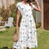 Women Summer Midi A Line Dress Short Sleeve Casual Flowy Tiered Beach Long Sundress with Pockets 2025 Vacation Travel