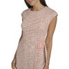 Women's Tweed Cap Sleeve Belt Basic Dress