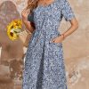 Tunic Sundresses with Pockets 2025 Womens Summer Midi Dress Casual Short Sleeve A-Line Cotton Linen Dress Flowly Beach