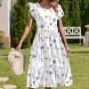 Women Summer Midi A Line Dress Short Sleeve Casual Flowy Tiered Beach Long Sundress with Pockets 2025 Vacation Travel