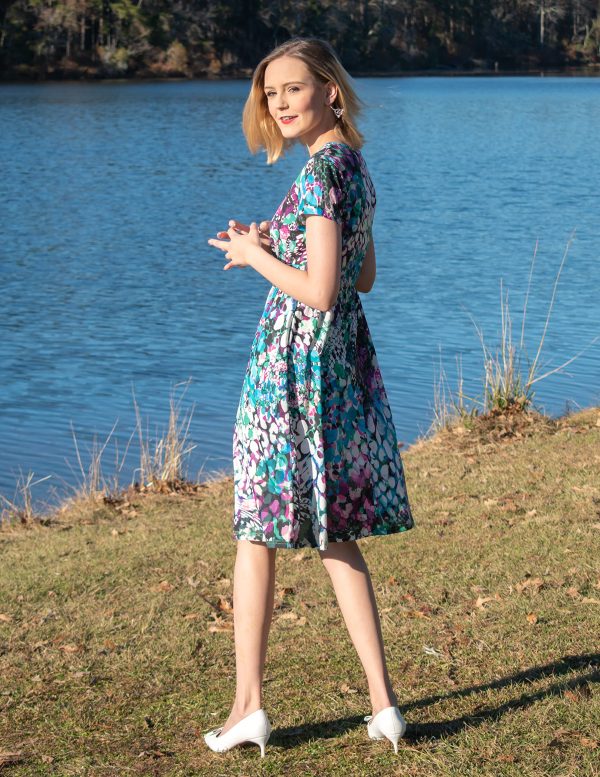 Womens Summer Short Sleeve Casual Dresses V Neck Floral Vacation Sundress Faux Wrap Midi Dress with Pockets