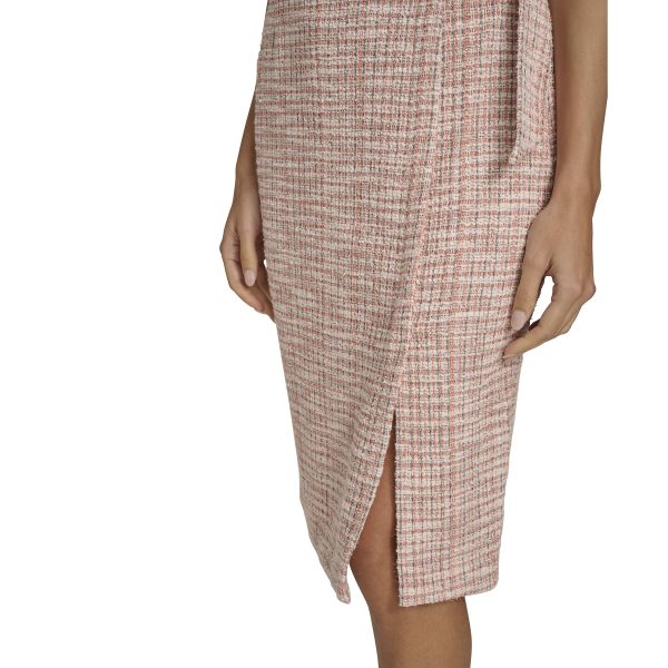Women's Tweed Cap Sleeve Belt Basic Dress