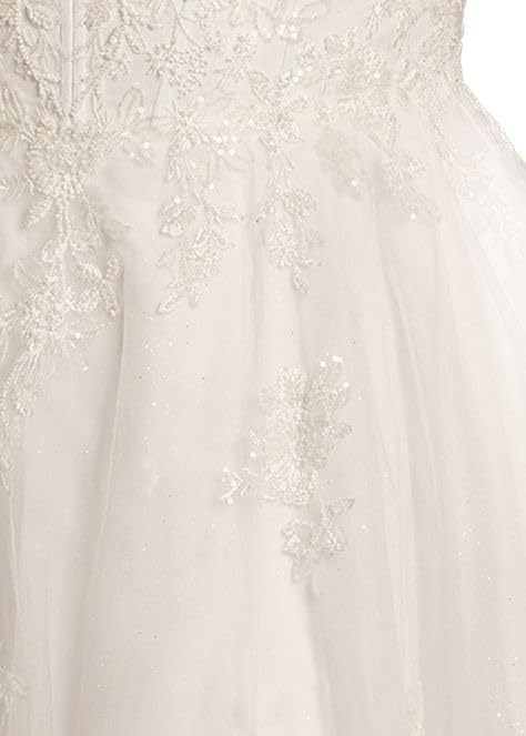 416EUGw9J0L.jpg Square Neck Tulle and Lace Ball Gown Wedding Dress