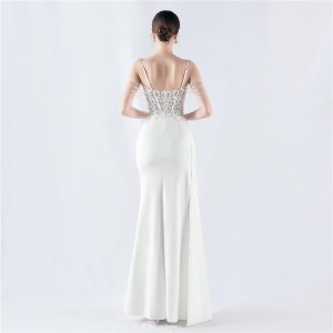 Women's Spaghetti Straps Deadening Lace Floral Mermaid Prom Dress Wedding Dress Elegant Formal Evening Gown