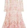 Women Floral Lace Patchwork Summer Maxi Dress Sequin Long Sleeve Crew Neck Slim Casual Dress