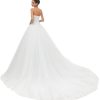 Sweetheart Tulle Ball Gown Wedding Dress, A-line Bridal Gown with Train