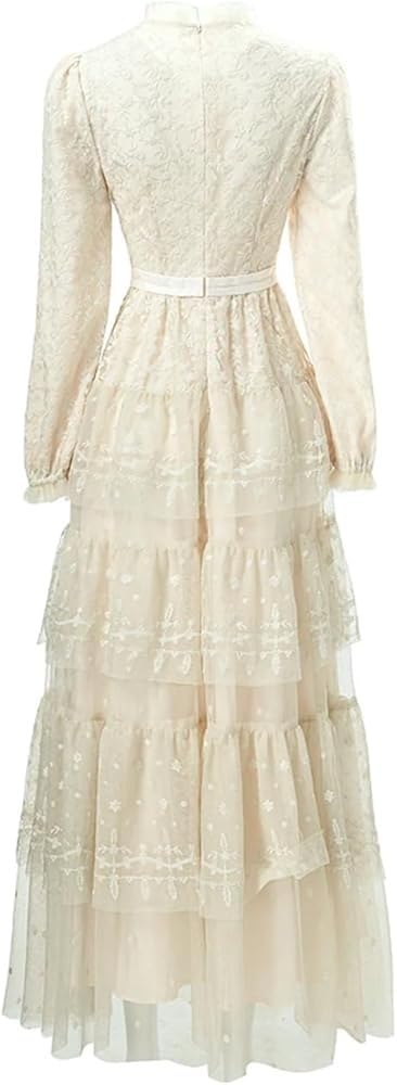 Print Cascading Ruffle Elegant Maxi Dress Party Dress with High Waist Lace Splice Slim Fit Beach Wedding Guest Long Gown