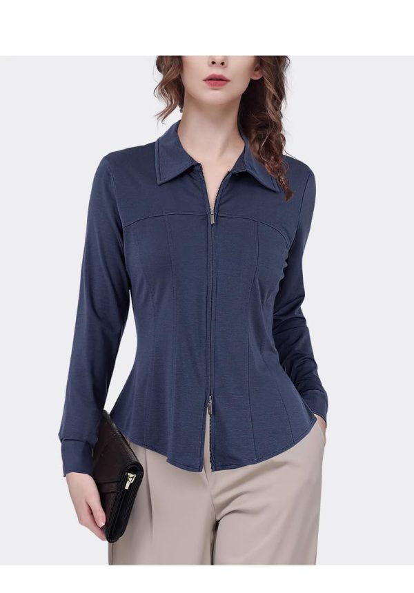 Ladies' Summer Long-Sleeved Chiffon Top Plaid Pattern for Parties Ski Lodges Blouse for Women