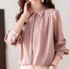 Ladies' Summer Chiffon Top Long-Sleeved for Office Vacation Daily Soft Blouse for Women