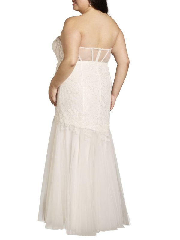 510aomZqKOL.jpg Strapless Beaded Lace Mermaid Wedding Dress