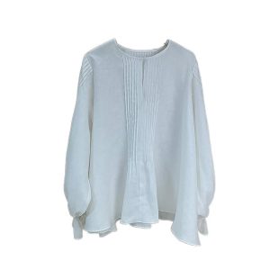 Women's Shirt Spring Elegant Blouse Cotton Lace Long Sleeve Tops